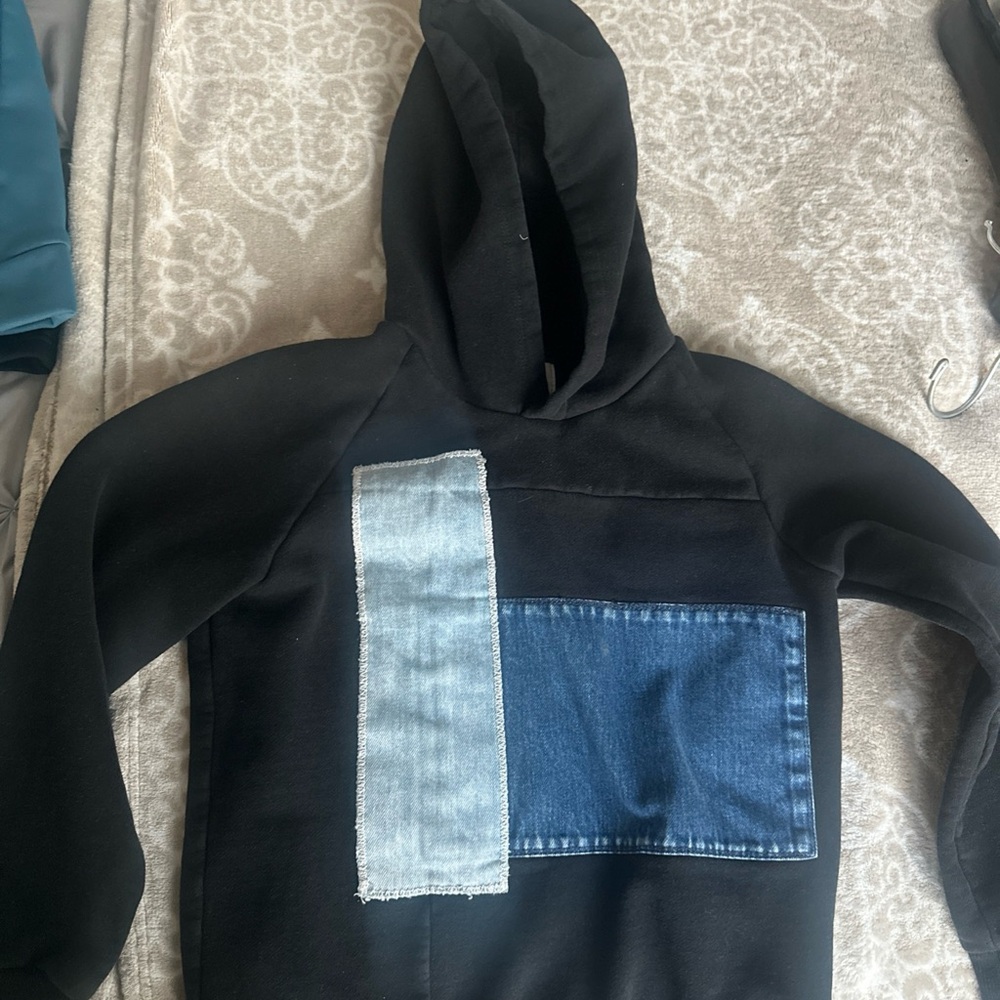 Diesel Black Hoodie with Denim Accents